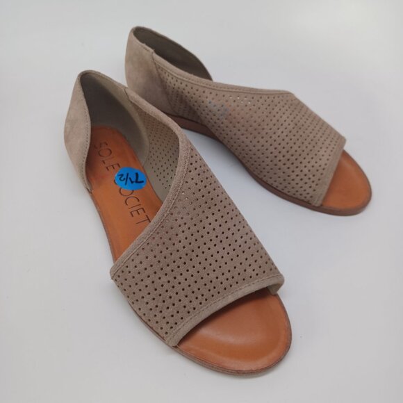 Sole Society Flats Colvan Perforated Suede D'Orsay Style Slip On Womens 7.5 NEW - Picture 13 of 13